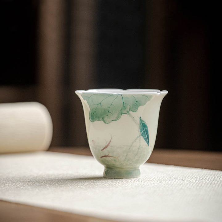 Tazza da tè in ceramica con motivo a foglia di loto e pesce koi Buddha Stones Kung Fu Tea Cup 65ml