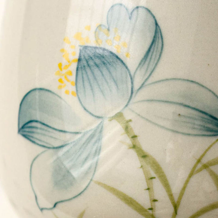 Tazza da tè in ceramica con fiore di loto dipinto a mano, Buddha Stones, tazza da tè Kung Fu