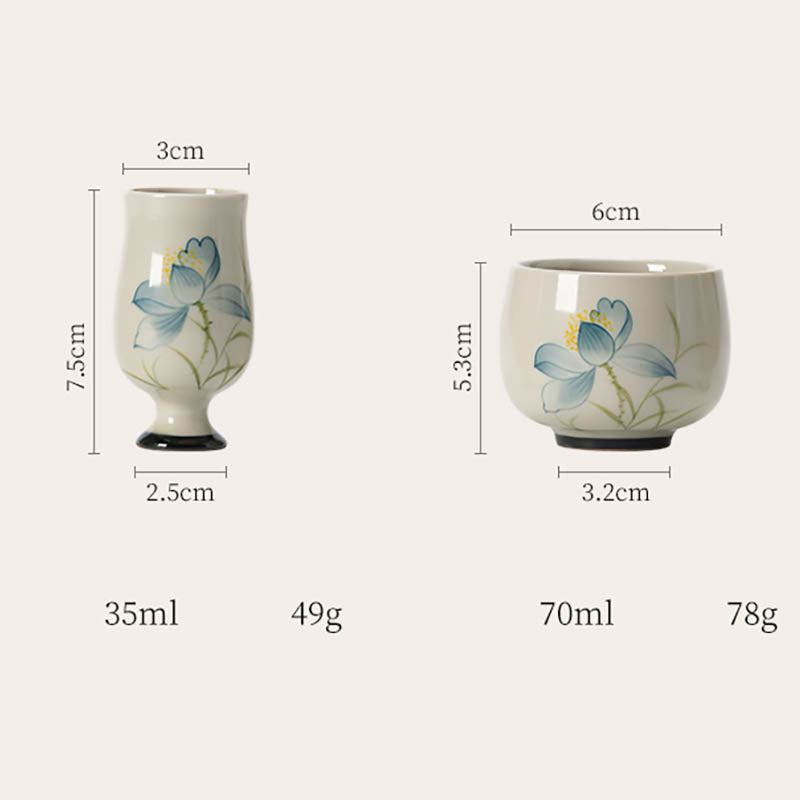 Tazza da tè in ceramica con fiore di loto dipinto a mano, Buddha Stones, tazza da tè Kung Fu
