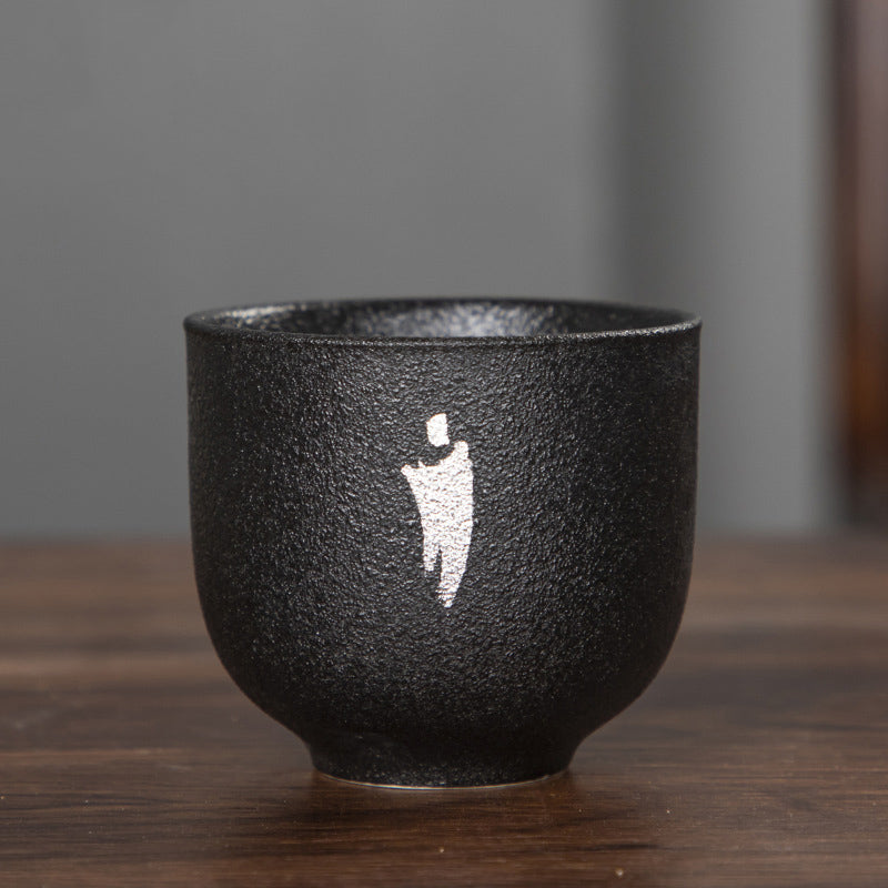 Buddha Stones Dipinto a mano Fiore di loto Bambù Crisantemo Ceramica nera Tazza da tè in ceramica Tazza da tè Kung Fu 95ml