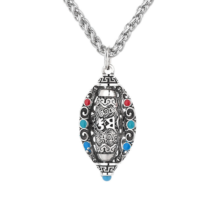 Buddha Stones Tibetano Om Mani Padme Hum Purezza Collana girevole pendente
