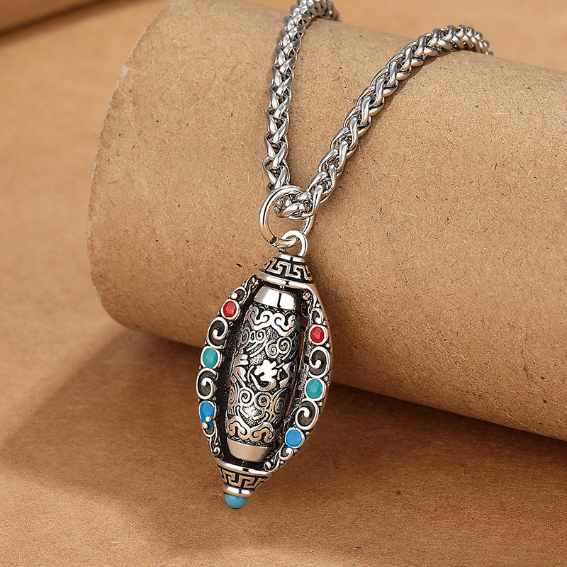 Buddha Stones Tibetano Om Mani Padme Hum Purezza Collana girevole pendente