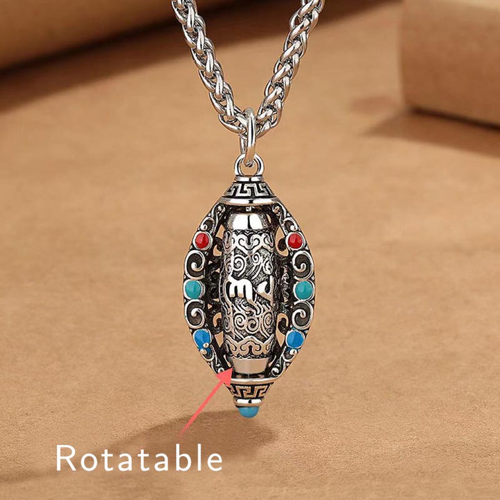 Buddha Stones Tibetano Om Mani Padme Hum Purezza Collana girevole pendente