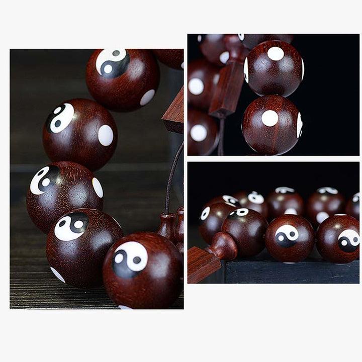 Braccialetto di protezione Yin Yang con piccola foglia di sandalo rosso Buddha Stones