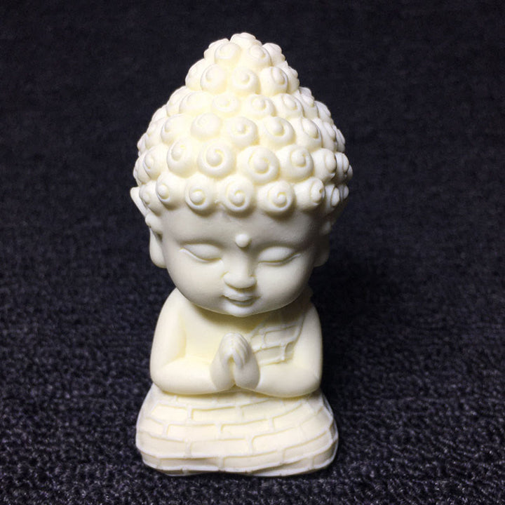Buddha Stones Mini Avorio Frutta Tathagata Buddha Lotus Kwan Yin Avalokitesvara Manjusri Samantabhadra Serenity Desk Decorazione - Buddha Tathagata 8,5 x 4,5 x 4,5 cm - image 9