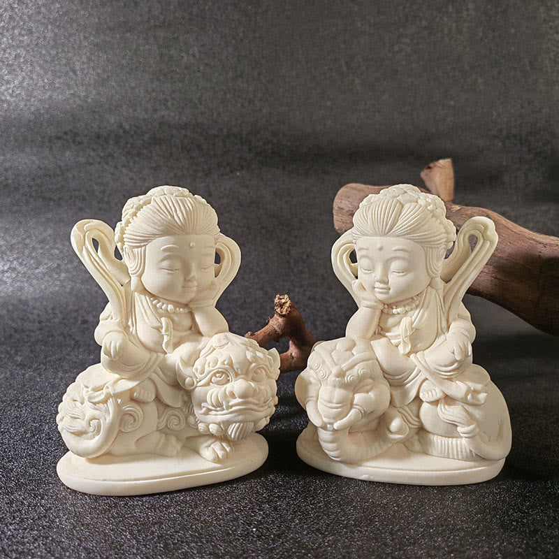 Buddha Stones Mini Avorio Frutta Tathagata Buddha Lotus Kwan Yin Avalokitesvara Manjusri Samantabhadra Serenity Desk Decorazione