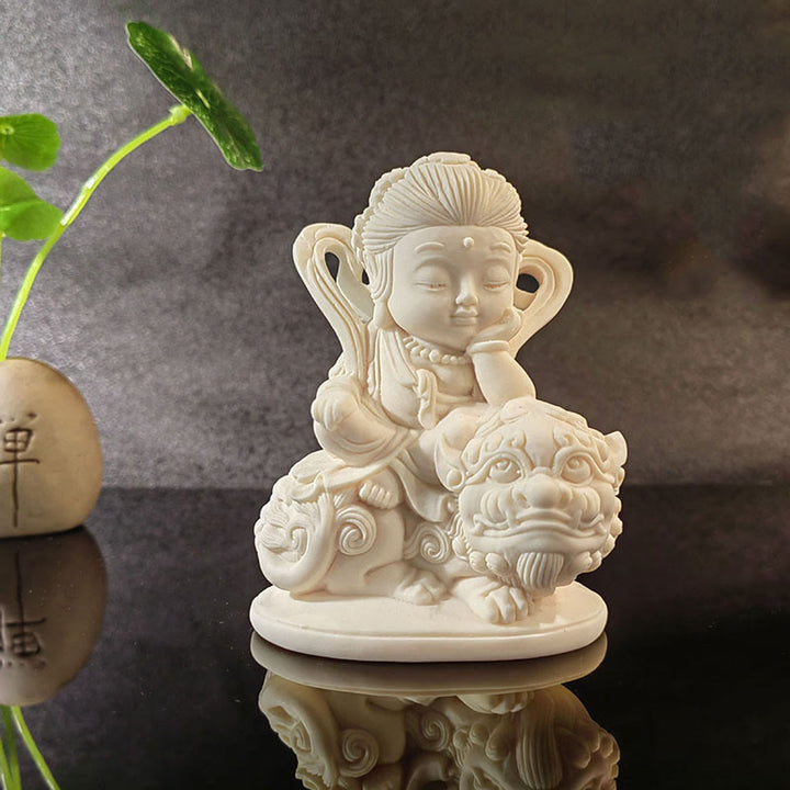 Buddha Stones Mini Avorio Frutta Tathagata Buddha Lotus Kwan Yin Avalokitesvara Manjusri Samantabhadra Serenity Desk Decorazione - Manjusri 10*7.5*5cm - image 10