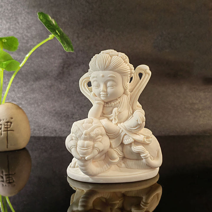 Buddha Stones Mini Avorio Frutta Tathagata Buddha Lotus Kwan Yin Avalokitesvara Manjusri Samantabhadra Serenity Desk Decorazione