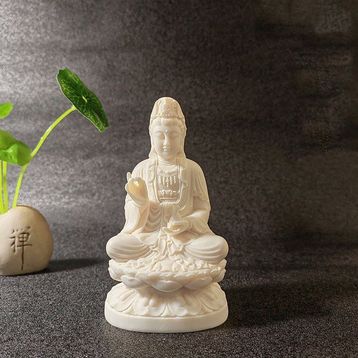 Buddha Stones Mini Avorio Frutta Tathagata Buddha Lotus Kwan Yin Avalokitesvara Manjusri Samantabhadra Serenity Desk Decorazione - Avalokitesvara Guanyin 13*7.5*6.5cm - image 12