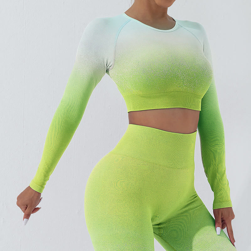 Maglietta corta a maniche lunghe con motivo a Buddha Stones, reggiseno, leggings, pantaloni, fitness e yoga. - Superiore - Verde - US4, UK/AU8, EU36 (L) - image 11