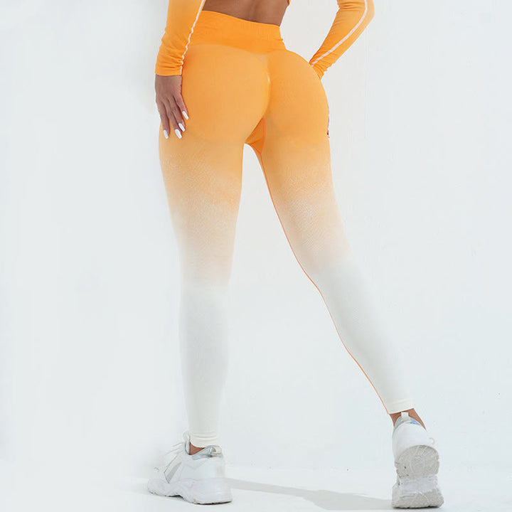 Maglietta corta a maniche lunghe con motivo a Buddha Stones, reggiseno, leggings, pantaloni, fitness e yoga. - Pantaloni - Arancione Bianco - US4, UK/AU8, EU36 (L) - image 21