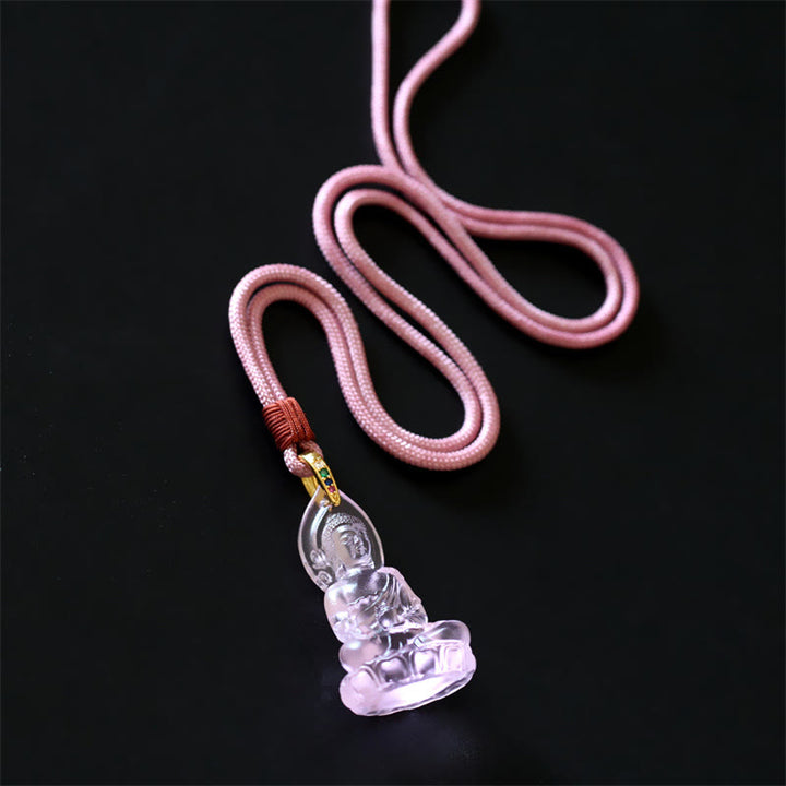 Buddha Stones Buddha Tathagata blu Buddha della medicina Liuli cristallo amuleto della serenità collana pendente - image 21