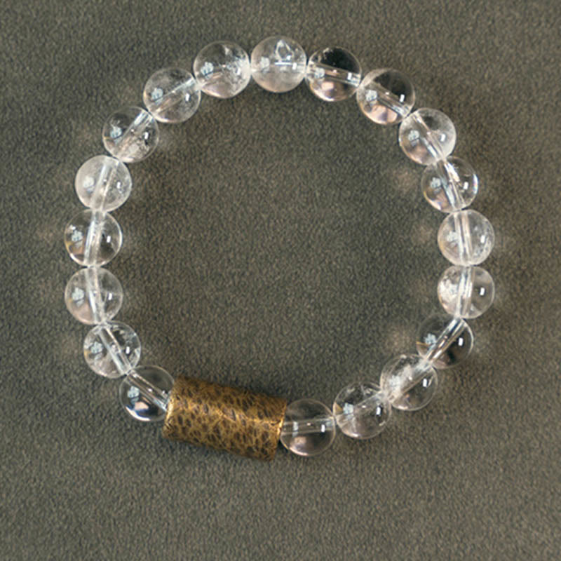 Buddha Stones Cristallo bianco Quarzo ematoide rosso Quarzo rutilato oro Braccialetto di protezione Phantom viola