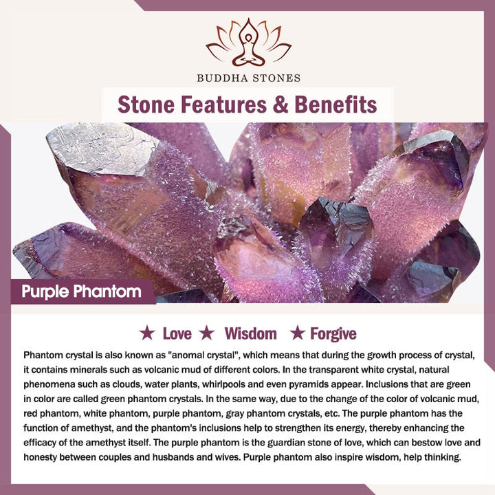 Buddha Stones Cristallo bianco Quarzo ematoide rosso Quarzo rutilato oro Braccialetto di protezione Phantom viola