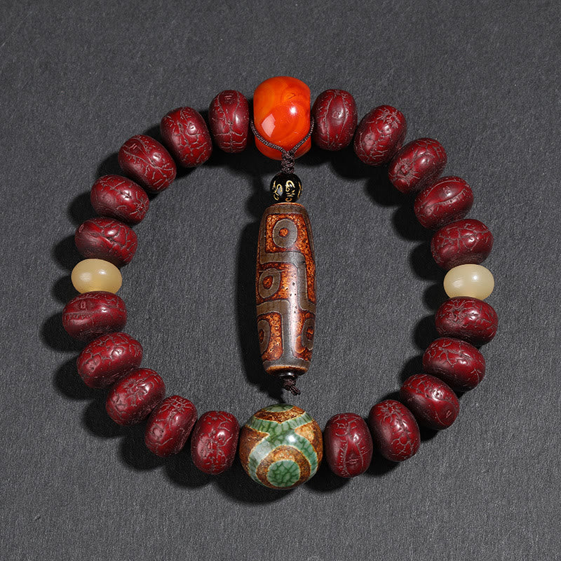 Buddha Stones Tibet Bodhi Seed Dzi Bead Braccialetto della fortuna del leone danzante Mala del polso - image 2