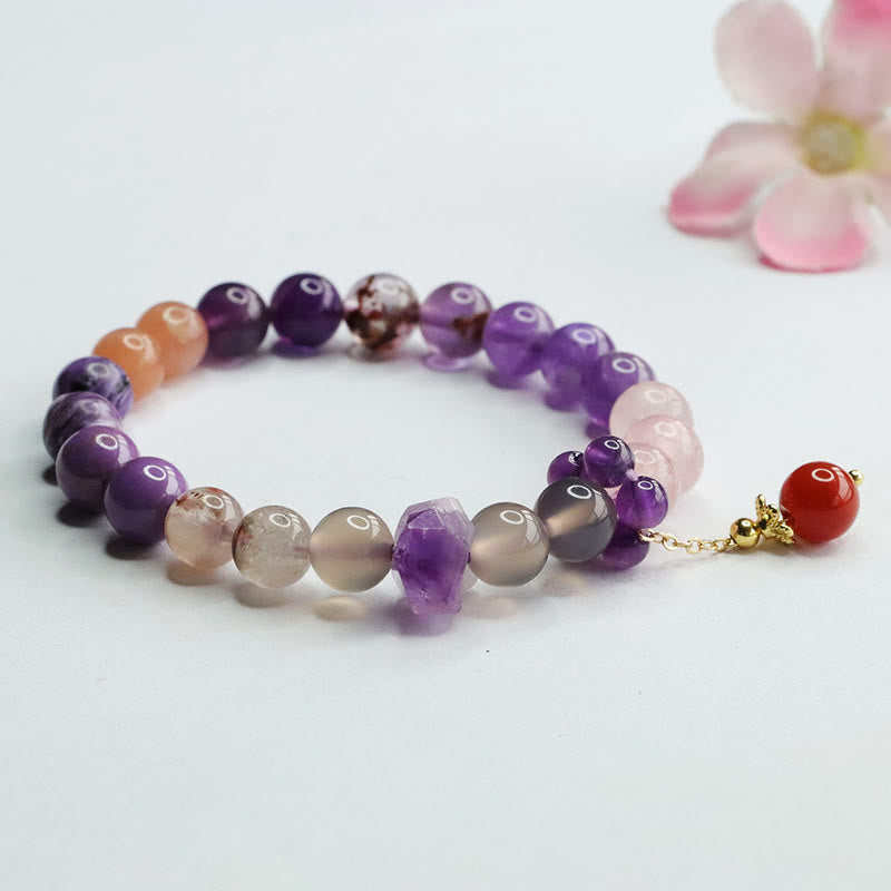 Braccialetto con ciondolo di perline di guarigione Buddha Stones Natural Ametista Crystal Inner Peace
