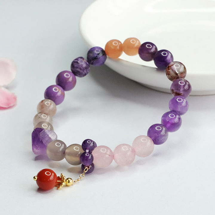 Braccialetto con ciondolo di perline di guarigione Buddha Stones Natural Ametista Crystal Inner Peace