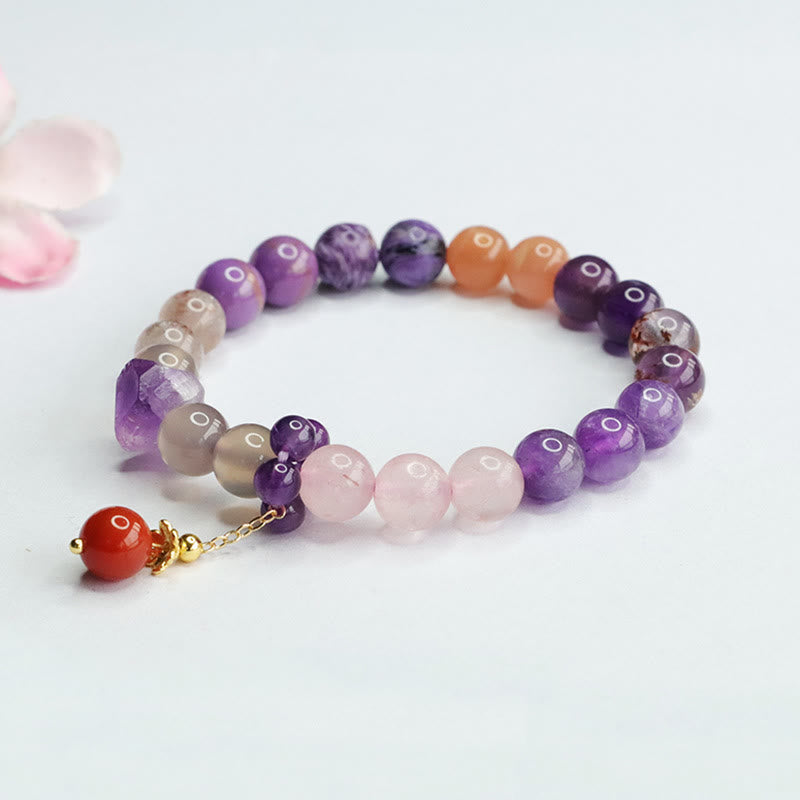 Braccialetto con ciondolo di perline di guarigione Buddha Stones Natural Ametista Crystal Inner Peace