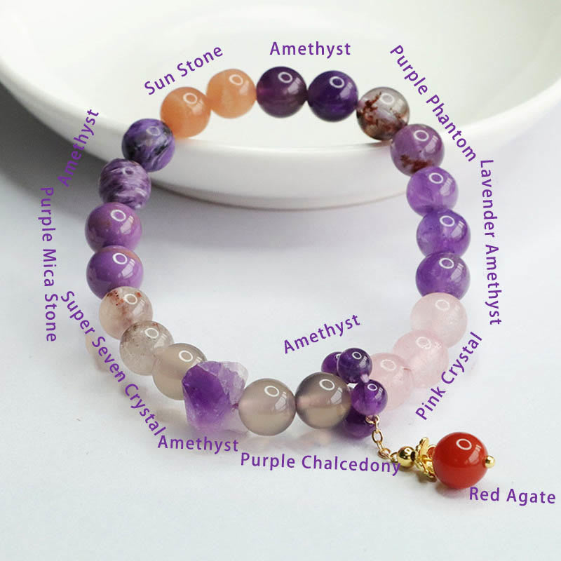 Braccialetto con ciondolo di perline di guarigione Buddha Stones Natural Ametista Crystal Inner Peace