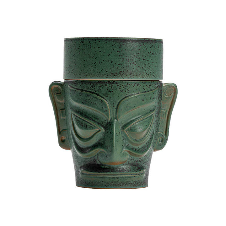 Buddha Stones Reliquie dell'età del bronzo Maschera Sanxingdui Tumulo a tre stelle Bruciatore di incenso curativo in ceramica