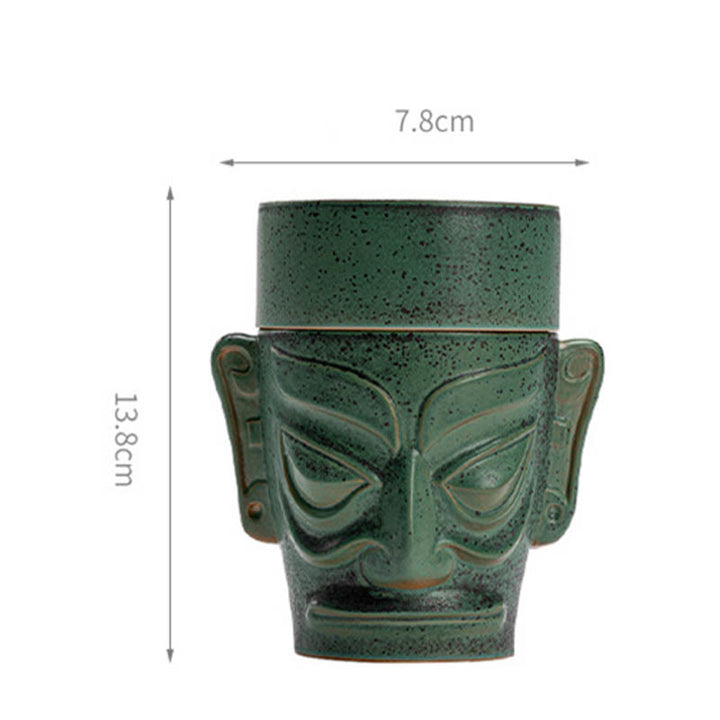Buddha Stones Reliquie dell'età del bronzo Maschera Sanxingdui Tumulo a tre stelle Bruciatore di incenso curativo in ceramica