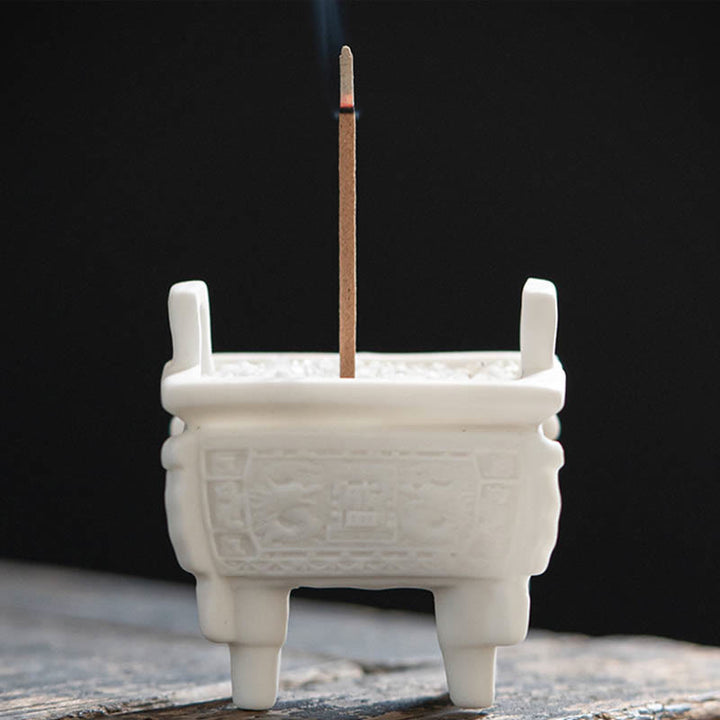 Buddha Stones Drago Prospero Doppio Leone Orecchie Modello Guarigione Bruciatore di Incenso in Ceramica Decorazione