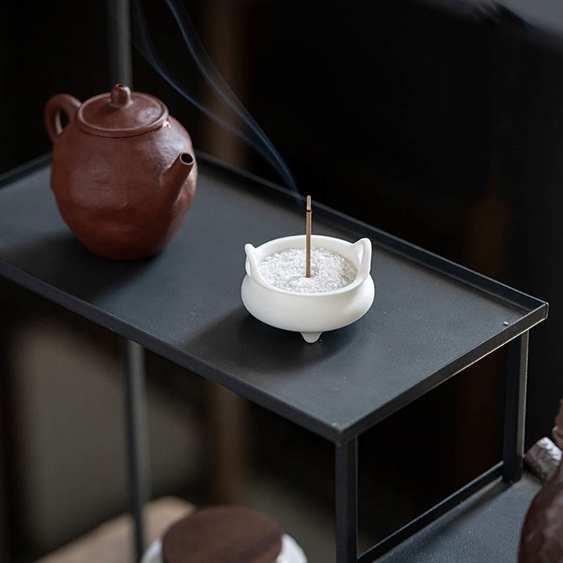 Buddha Stones Drago Prospero Doppio Leone Orecchie Modello Guarigione Bruciatore di Incenso in Ceramica Decorazione