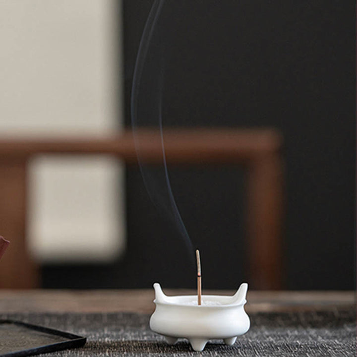 Buddha Stones Drago Prospero Doppio Leone Orecchie Modello Guarigione Bruciatore di Incenso in Ceramica Decorazione