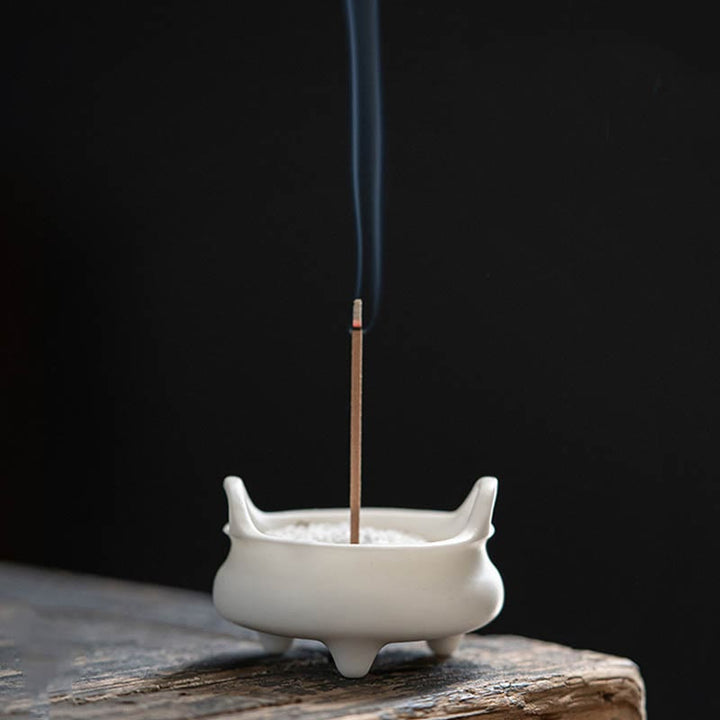 Buddha Stones Drago Prospero Doppio Leone Orecchie Modello Guarigione Bruciatore di Incenso in Ceramica Decorazione
