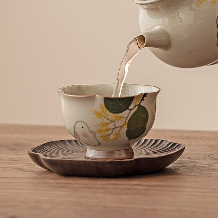 Buddha Stones dipinto a mano piccolo coniglio osmanto tazza da tè in ceramica Kung Fu tazza da tè 40ml
