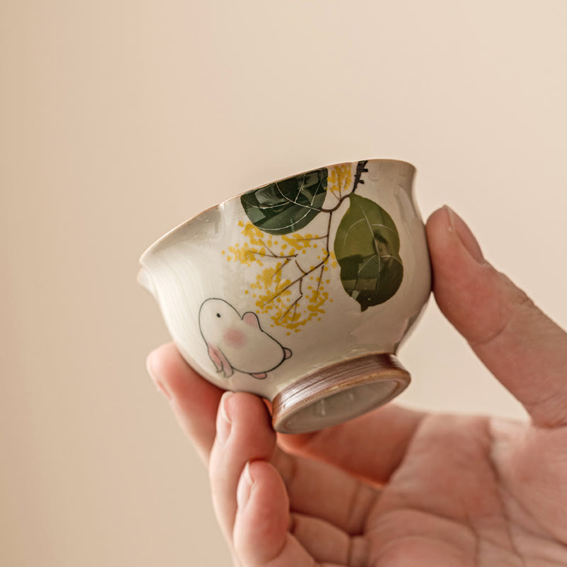 Buddha Stones dipinto a mano piccolo coniglio osmanto tazza da tè in ceramica Kung Fu tazza da tè 40ml