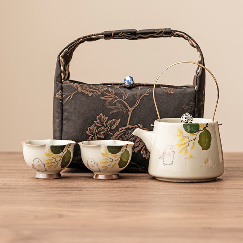 Buddha Stones dipinto a mano piccolo coniglio osmanto tazza da tè in ceramica Kung Fu tazza da tè 40ml