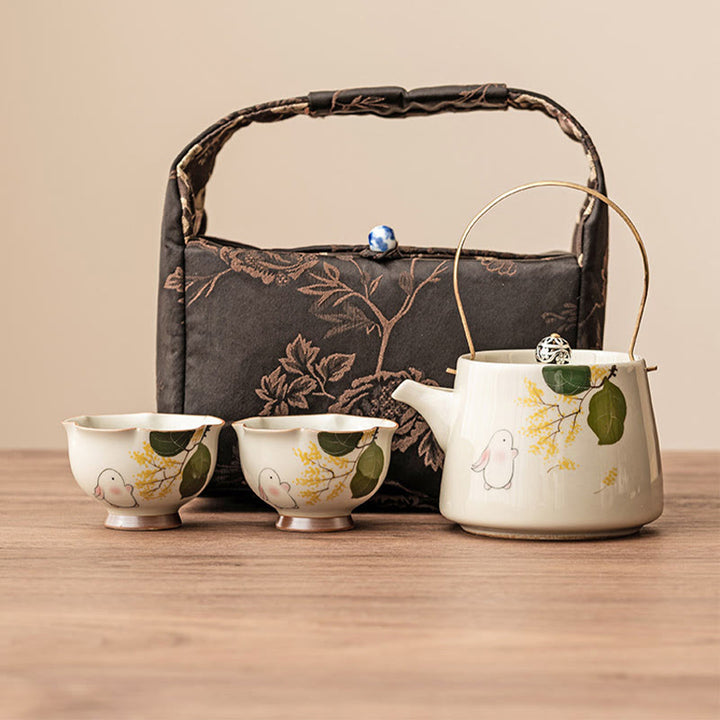 Buddha Stones dipinto a mano piccolo coniglio osmanto tazza da tè in ceramica Kung Fu tazza da tè 40ml