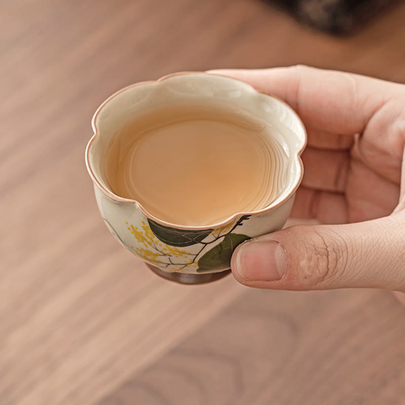 Buddha Stones dipinto a mano piccolo coniglio osmanto tazza da tè in ceramica Kung Fu tazza da tè 40ml
