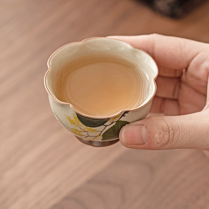 Buddha Stones dipinto a mano piccolo coniglio osmanto tazza da tè in ceramica Kung Fu tazza da tè 40ml