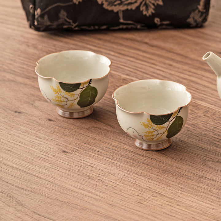 Buddha Stones dipinto a mano piccolo coniglio osmanto tazza da tè in ceramica Kung Fu tazza da tè 40ml