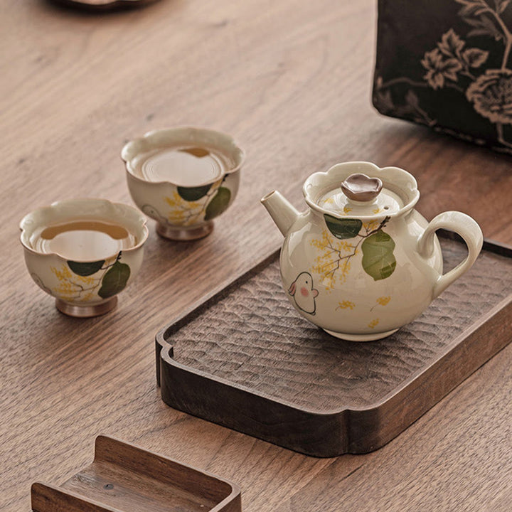 Buddha Stones dipinto a mano piccolo coniglio osmanto tazza da tè in ceramica Kung Fu tazza da tè 40ml