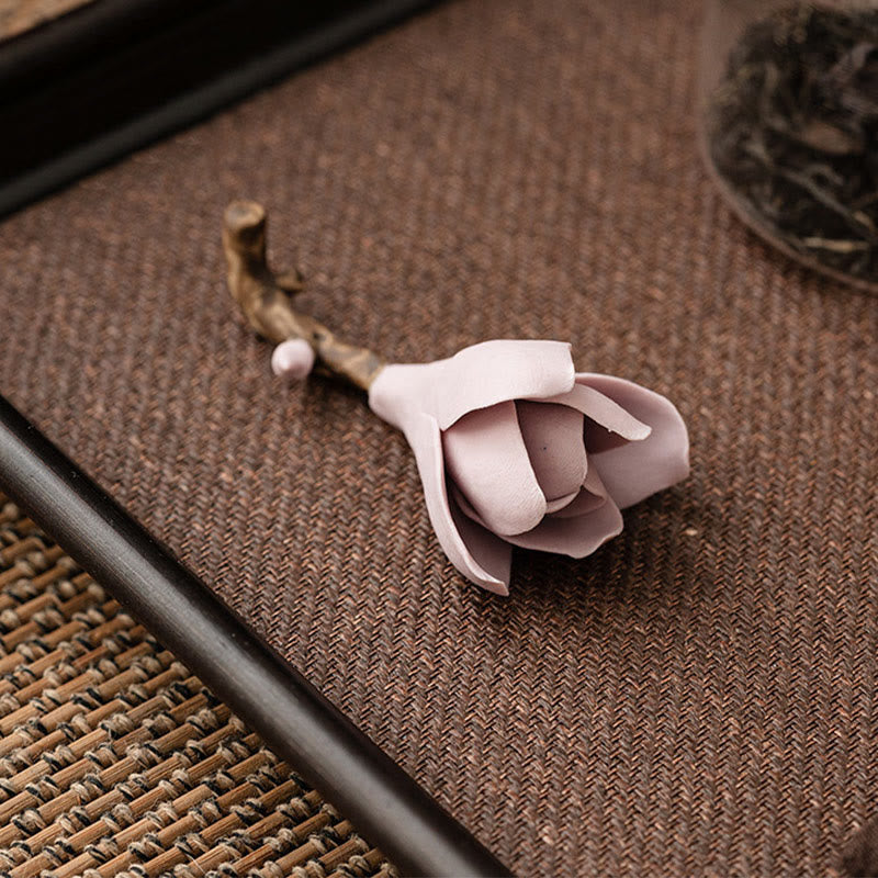 Buddha Stones Gardenia Flower Pattern Ceramica Guarigione Bruciatore di Incenso Decorazione