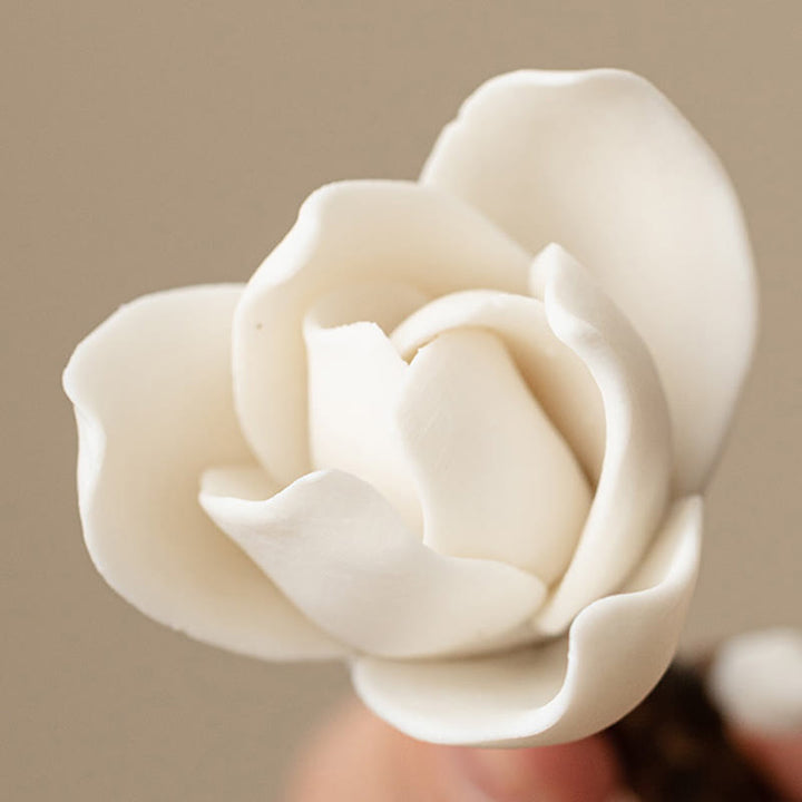 Buddha Stones Gardenia Flower Pattern Ceramica Guarigione Bruciatore di Incenso Decorazione