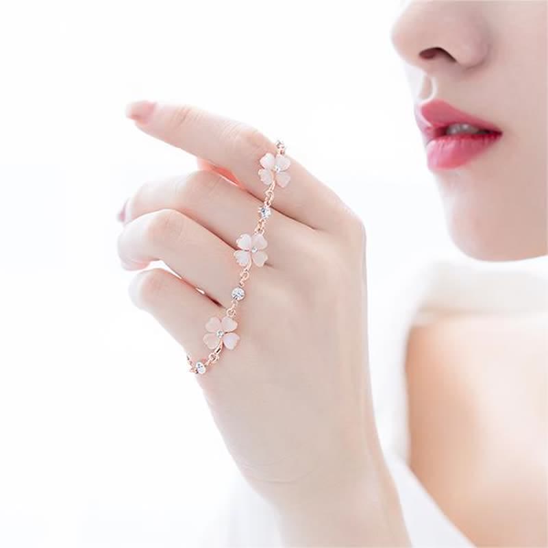 Bracciale a catena con quadrifoglio e cristallo rosa Buddha Stones Love