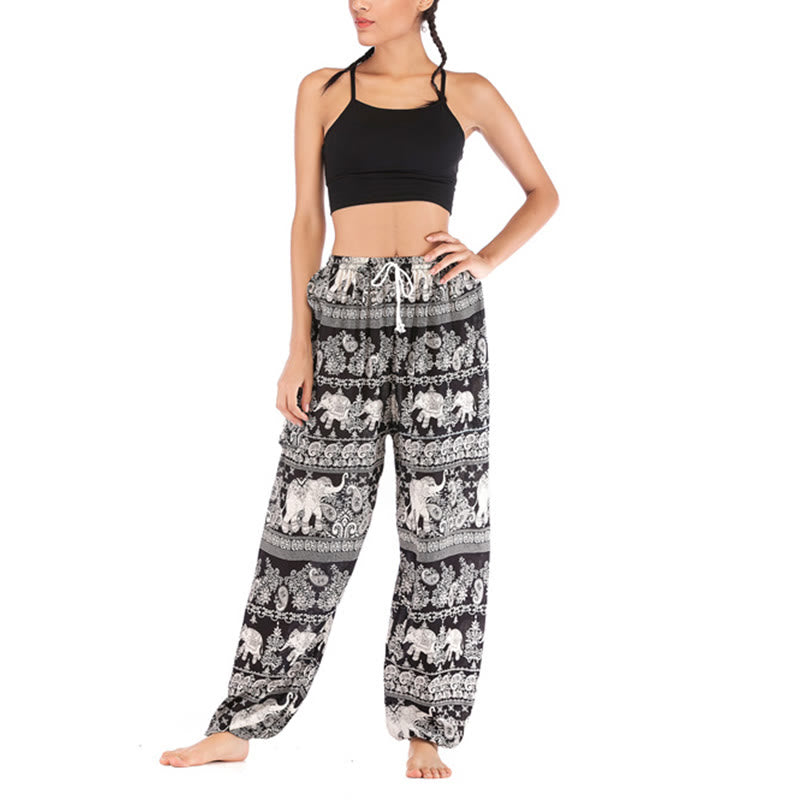 Pantaloni harem con motivo a elefante, stile boho, da yoga, da donna , Buddha Stones - image 12