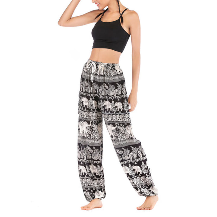 Pantaloni harem con motivo a elefante, stile boho, da yoga, da donna , Buddha Stones - image 10