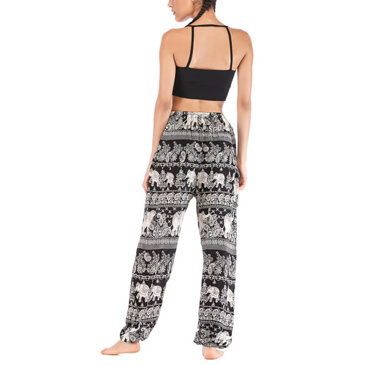 Pantaloni harem con motivo a elefante, stile boho, da yoga, da donna , Buddha Stones - image 11