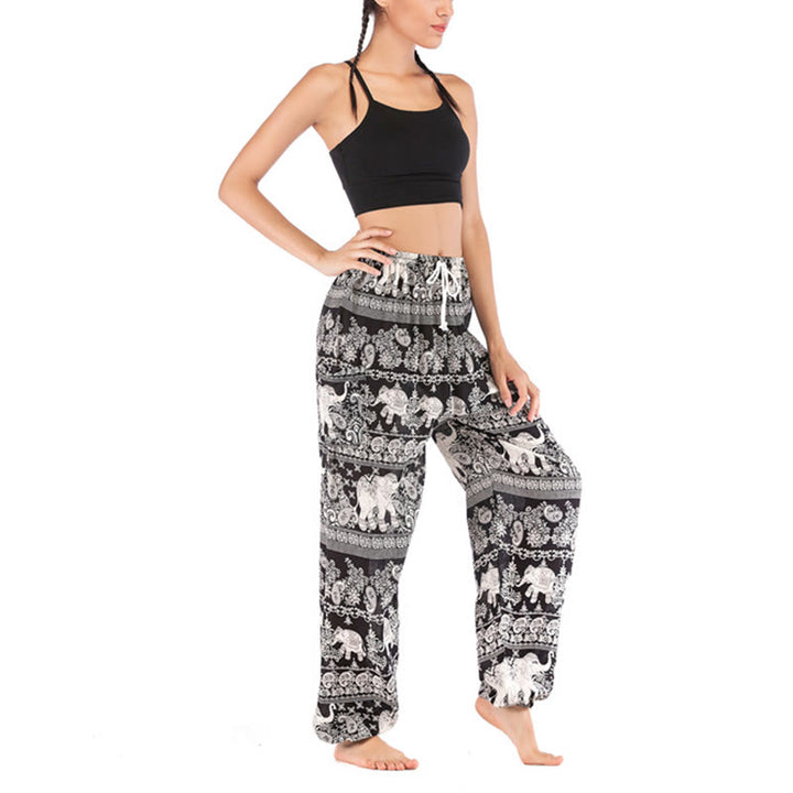 Pantaloni harem con motivo a elefante, stile boho, da yoga, da donna , Buddha Stones - image 14