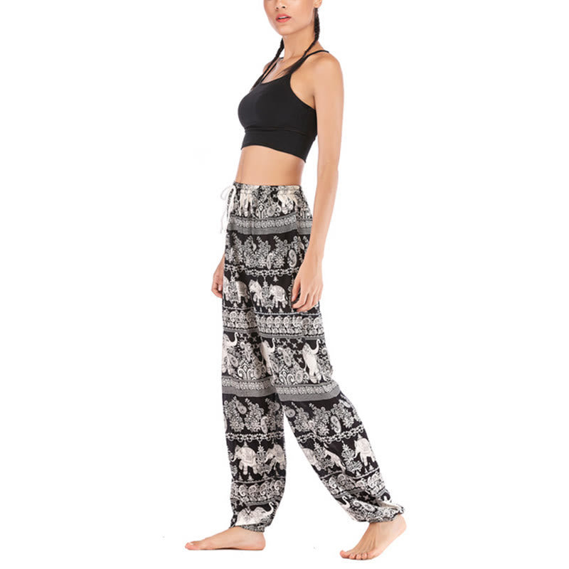 Pantaloni harem con motivo a elefante, stile boho, da yoga, da donna , Buddha Stones - image 15