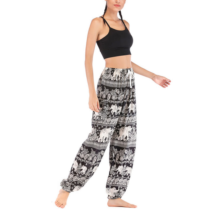 Pantaloni harem con motivo a elefante, stile boho, da yoga, da donna , Buddha Stones - image 16