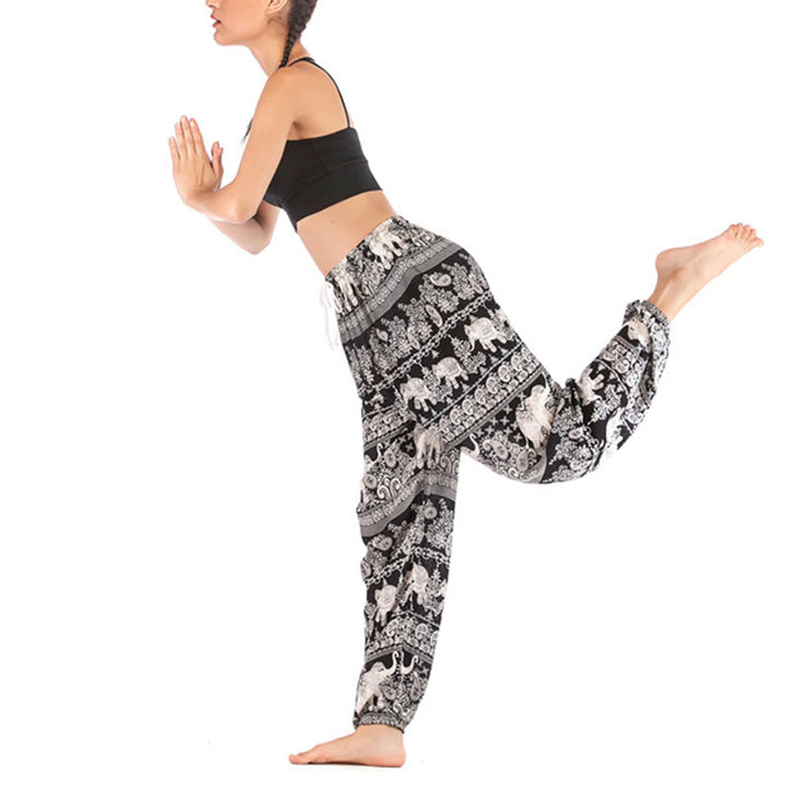 Pantaloni harem con motivo a elefante, stile boho, da yoga, da donna , Buddha Stones - image 15