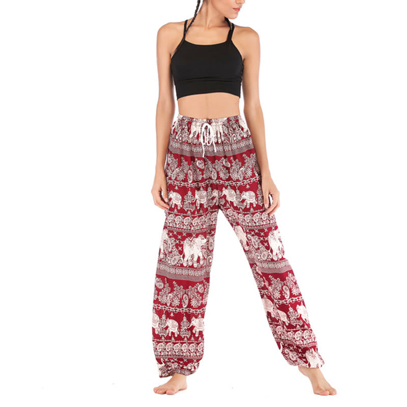 Pantaloni harem con motivo a elefante, stile boho, da yoga, da donna , Buddha Stones - image 2