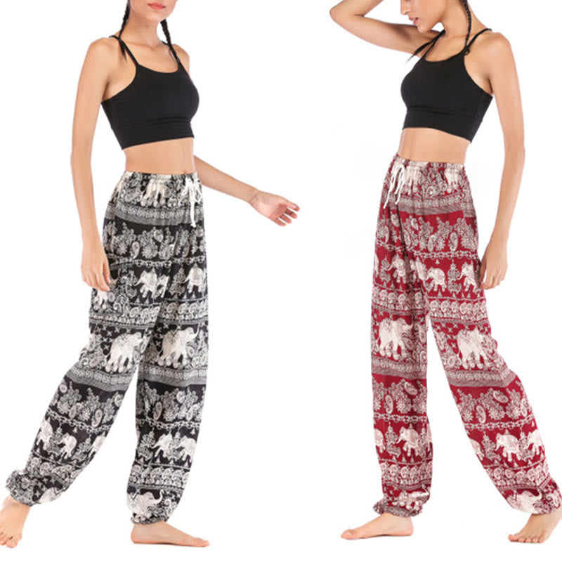 Pantaloni harem con motivo a elefante, stile boho, da yoga, da donna , Buddha Stones - image 18