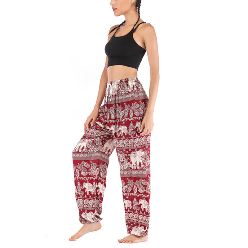 Pantaloni harem con motivo a elefante, stile boho, da yoga, da donna , Buddha Stones - image 7